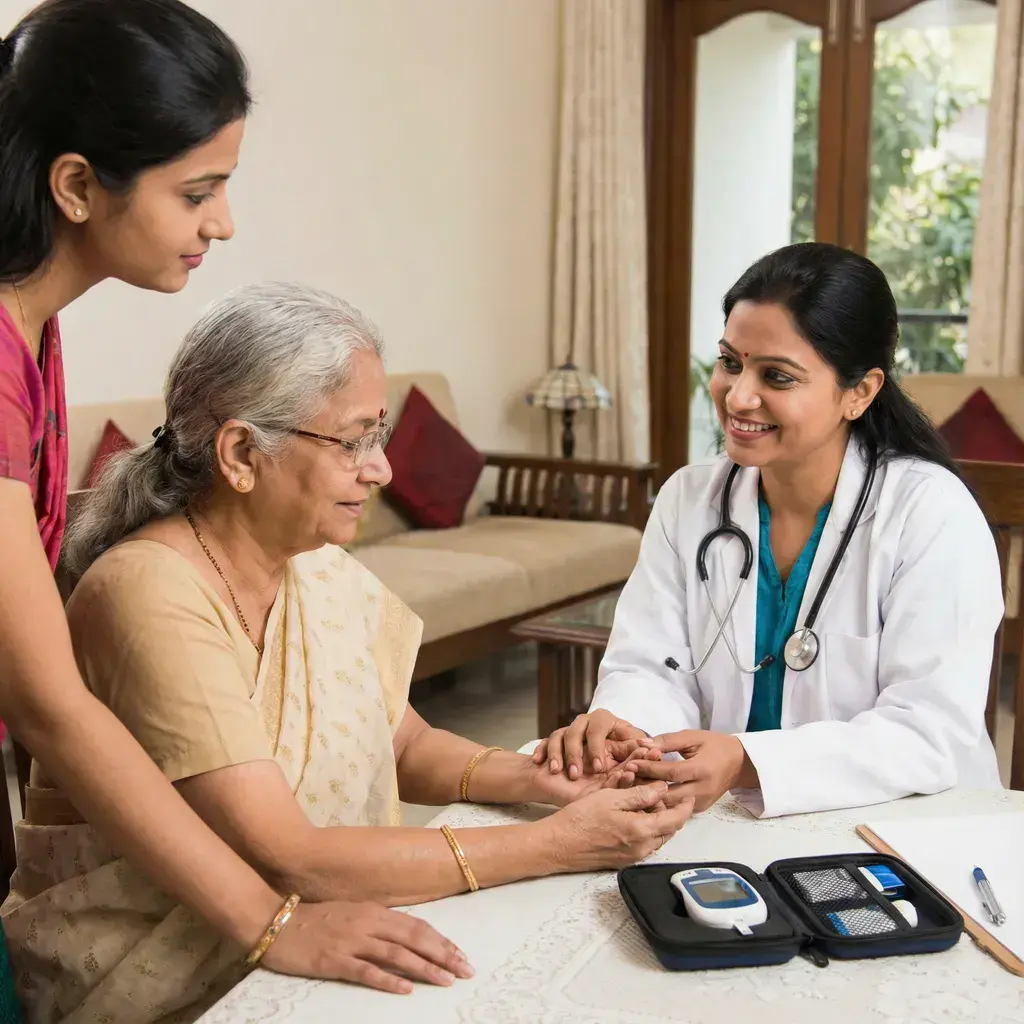 Physiotherapist providing home visit rehabilitation