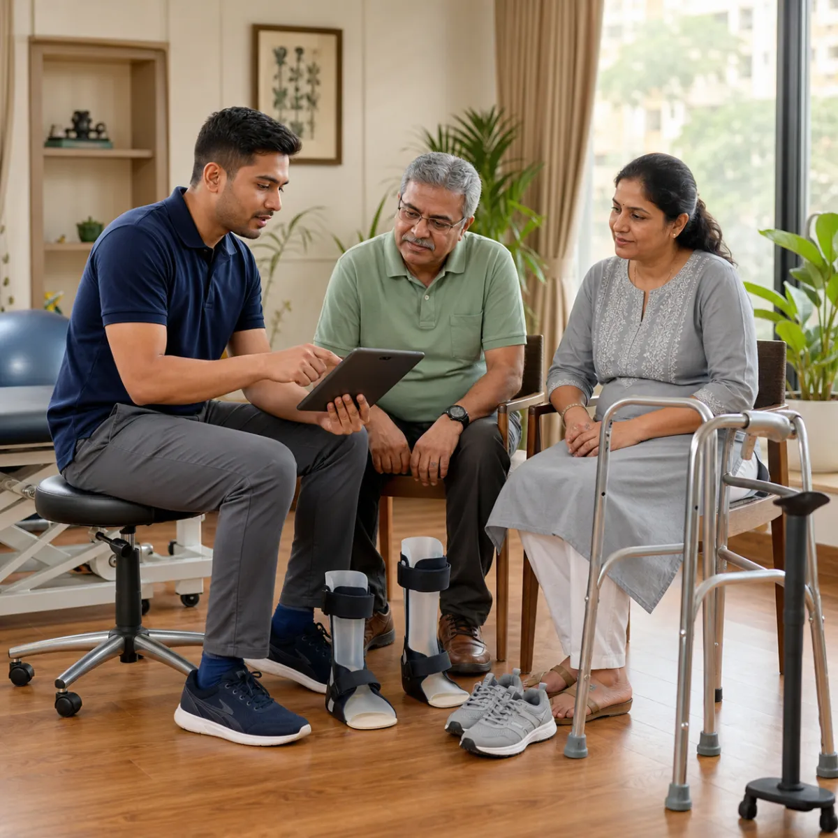 CareMotion physiotherapist delivering a personalized Assistive Device Fitting and Training service in Action Area Ia
