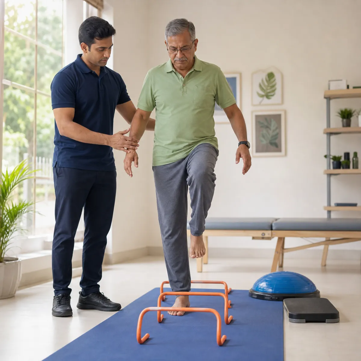 Physiotherapist assessing symptoms and functional limitations relevant to Balance and Coordination Training in Khardah