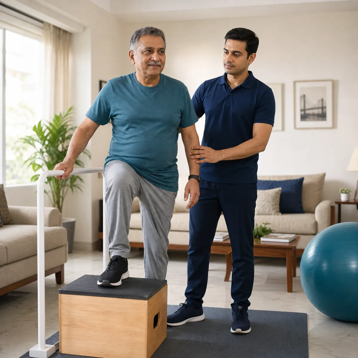 Patient participating in a goal-focused Cardiac Rehabilitation session with a physiotherapist in Hyde Road