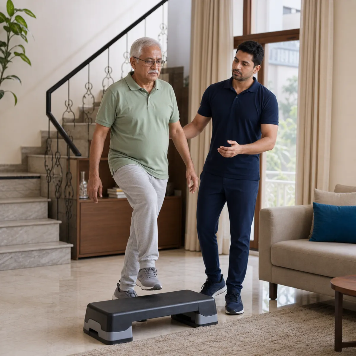 Patient participating in a goal-focused Cardio Pulmonary Rehabilitation session with a physiotherapist in Rajarhat Deara