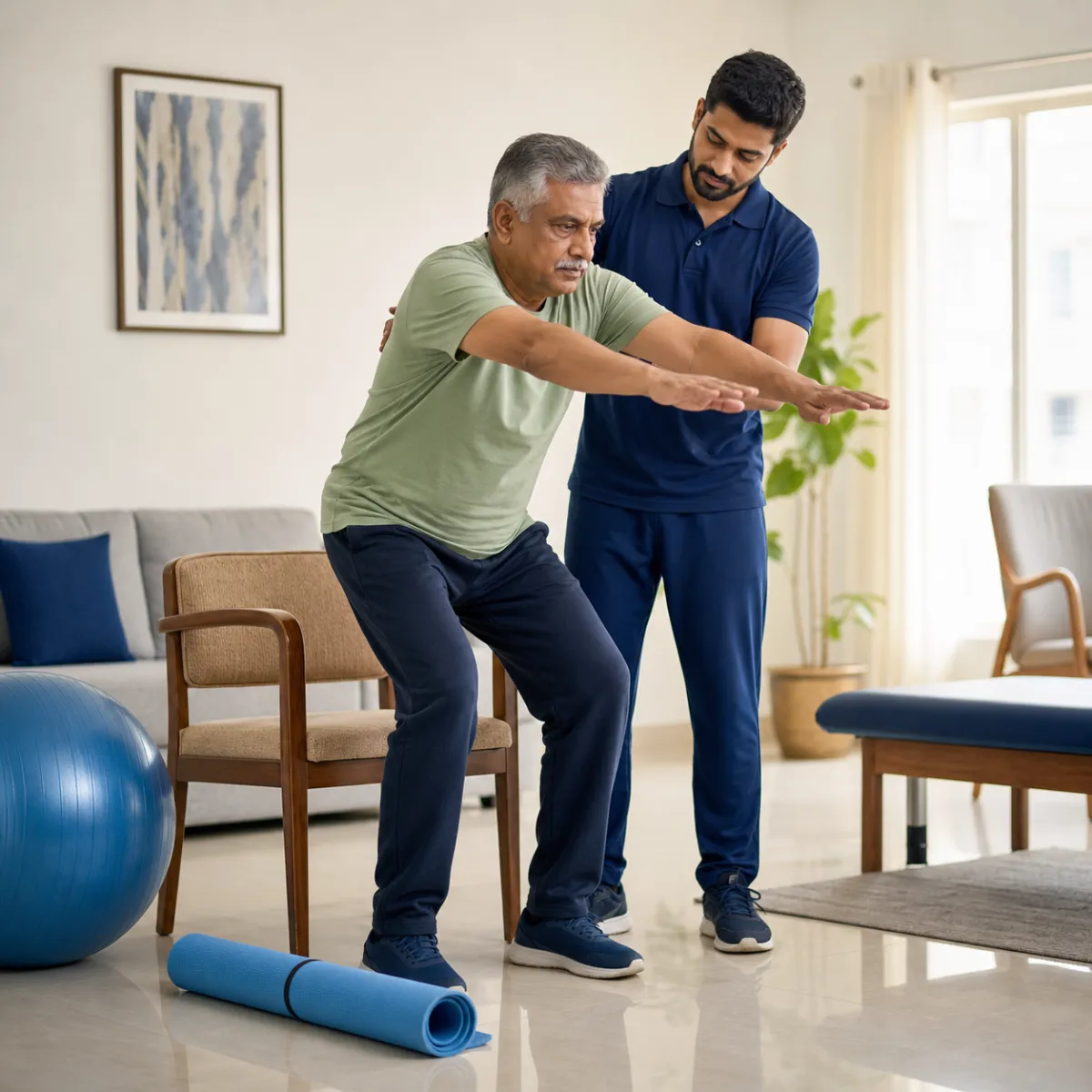 Physiotherapist assessing symptoms and functional limitations relevant to Cardio Pulmonary Rehabilitation in Rajarhat Deara