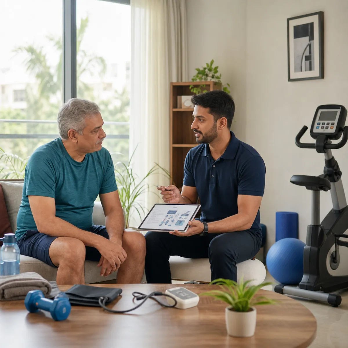 Physiotherapist completing an individualized Cardio Pulmonary Rehabilitation assessment in Rajarhat Deara