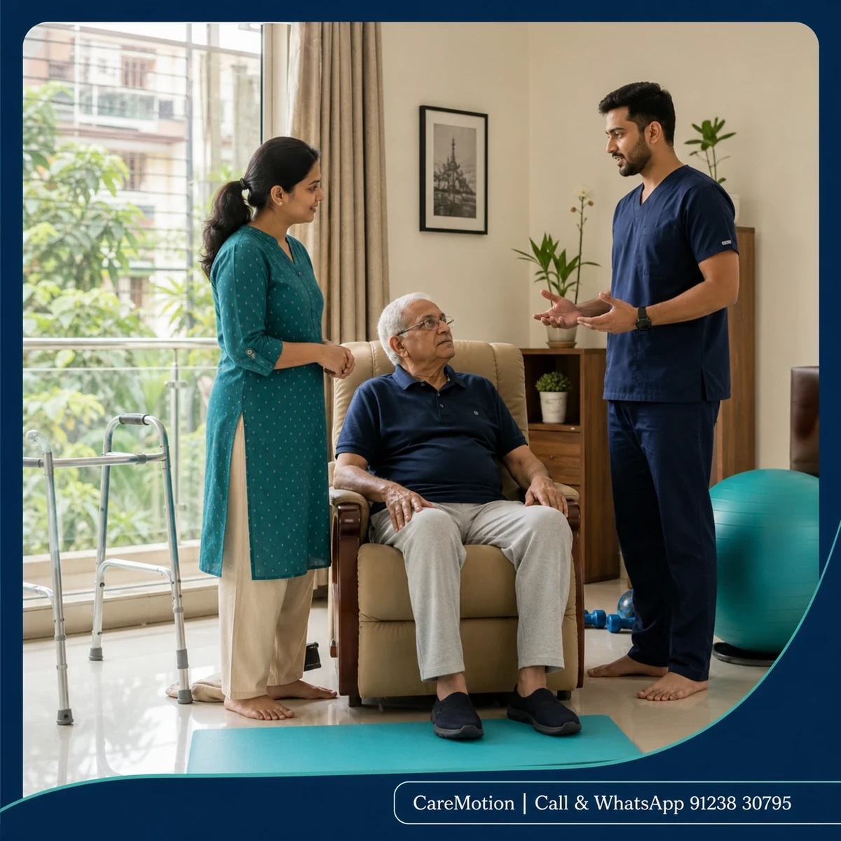 Physiotherapist providing hands-on Caregiver Training in Nilganj Bazaar