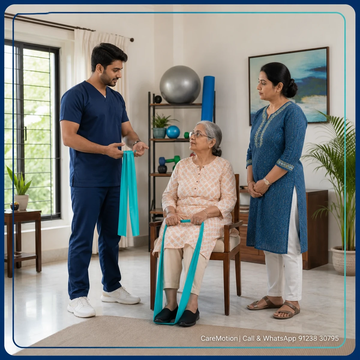 CareMotion physiotherapist delivering a personalized Caregiver Training service in Nilganj Bazaar