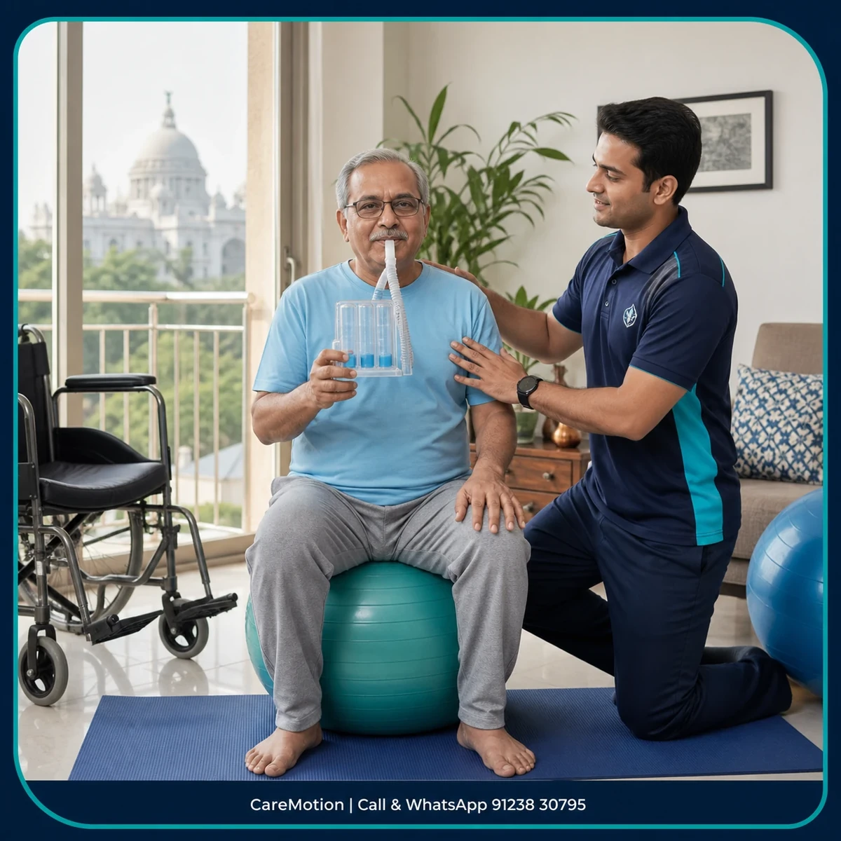 Patient experiencing improved lung function through Chest Physiotherapy in Action Area Iib