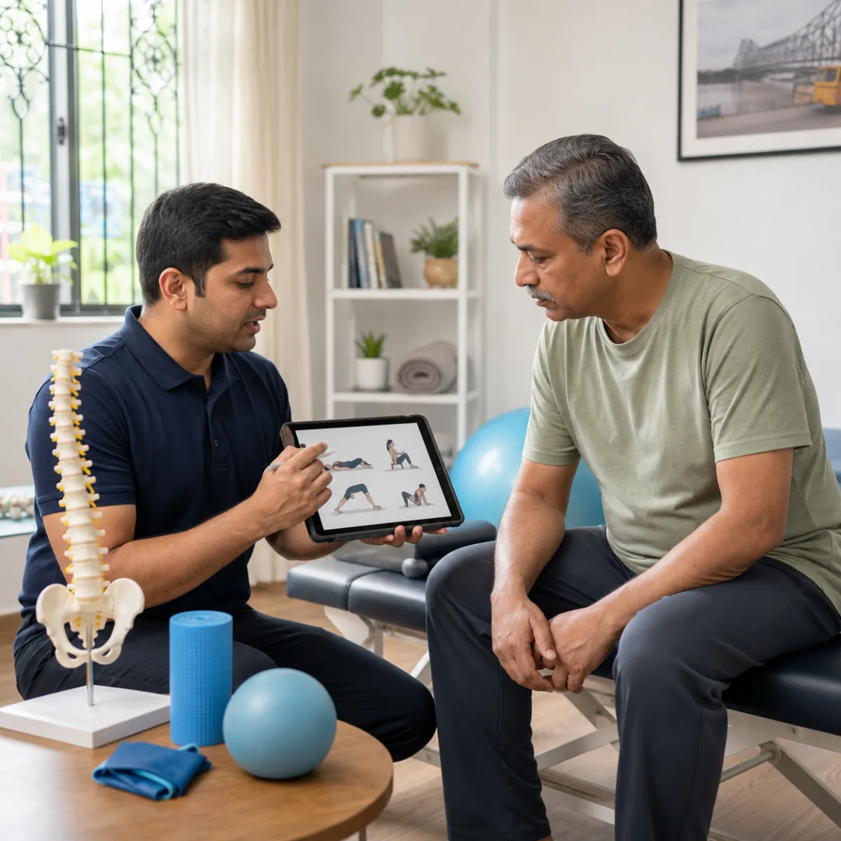 CareMotion physiotherapist delivering a personalized Chronic Lower Back Pain Rehabilitation service in Narayanpur