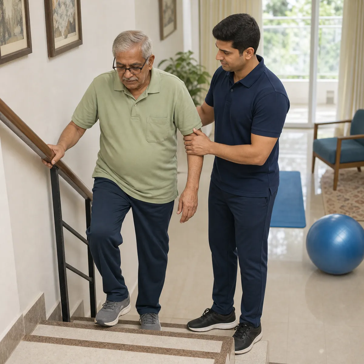 Patient participating in a goal-focused COPD Pulmonary Rehabilitation session with a physiotherapist in Bartala