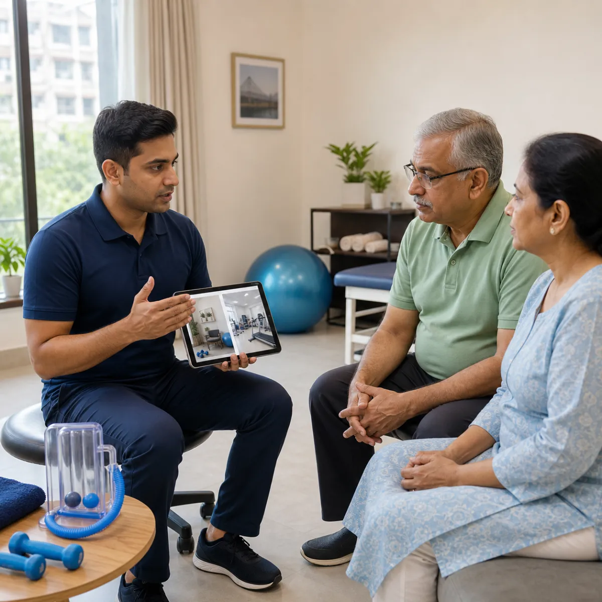 CareMotion physiotherapist delivering a personalized COPD Pulmonary Rehabilitation service in Bartala