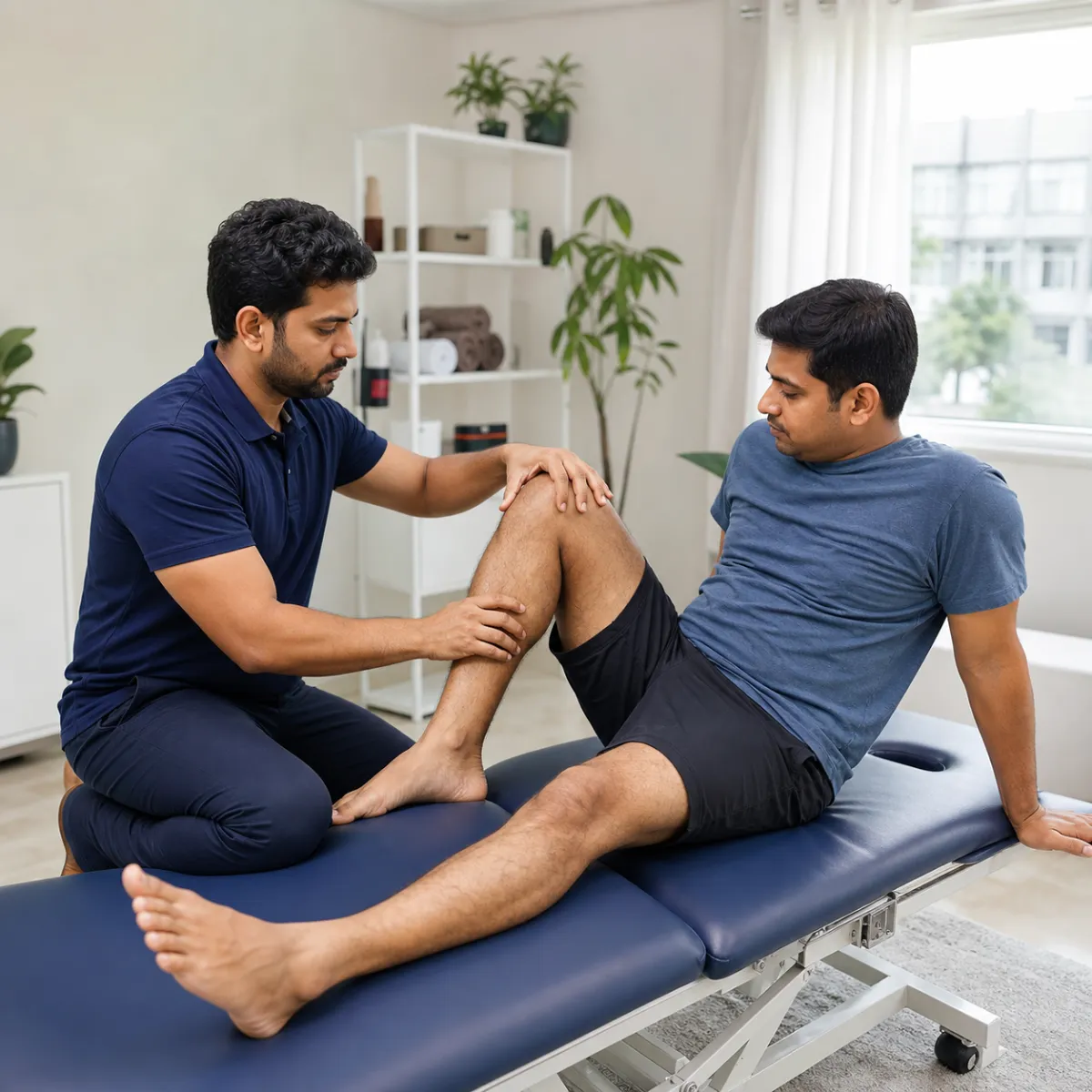 Physiotherapist assessing symptoms and functional limitations relevant to Dry Needling and Cupping Therapy in Pithapukuria