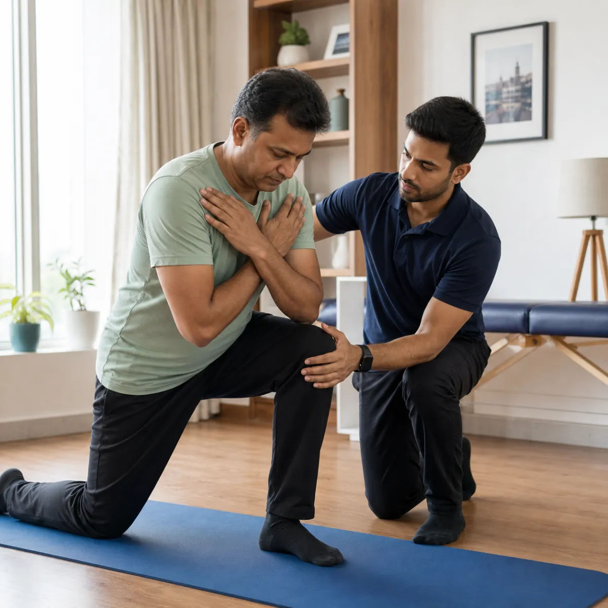 Physiotherapist assessing symptoms and functional limitations relevant to Ergonomic Assessment in Abdalpur
