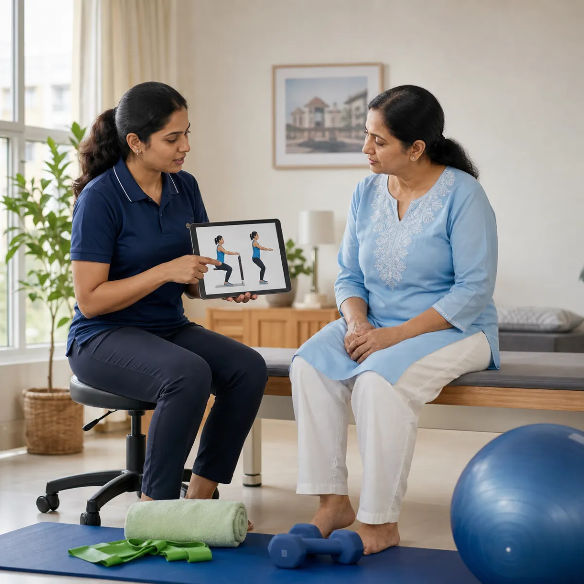 CareMotion physiotherapist delivering a personalized Home Exercise Therapy Programs service in Udayrajpur