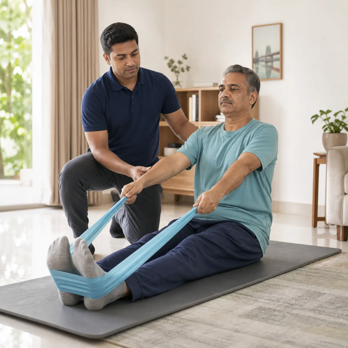 Physiotherapist guiding a structured Home Exercise Therapy Programs treatment session in Udayrajpur