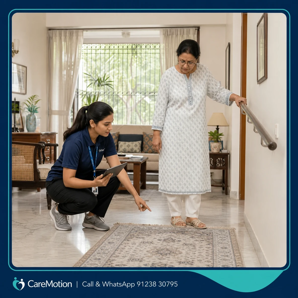 CareMotion physiotherapist delivering personalized Fall Prevention interventions in Gouranganagar