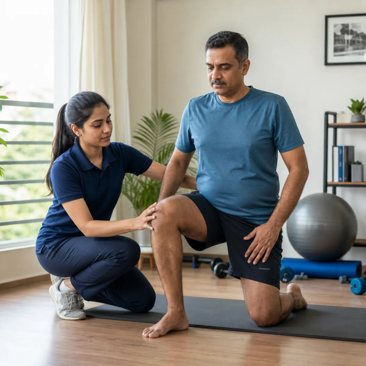 Physiotherapist assessing symptoms and functional limitations relevant to Fitness & Conditioning in Bagu