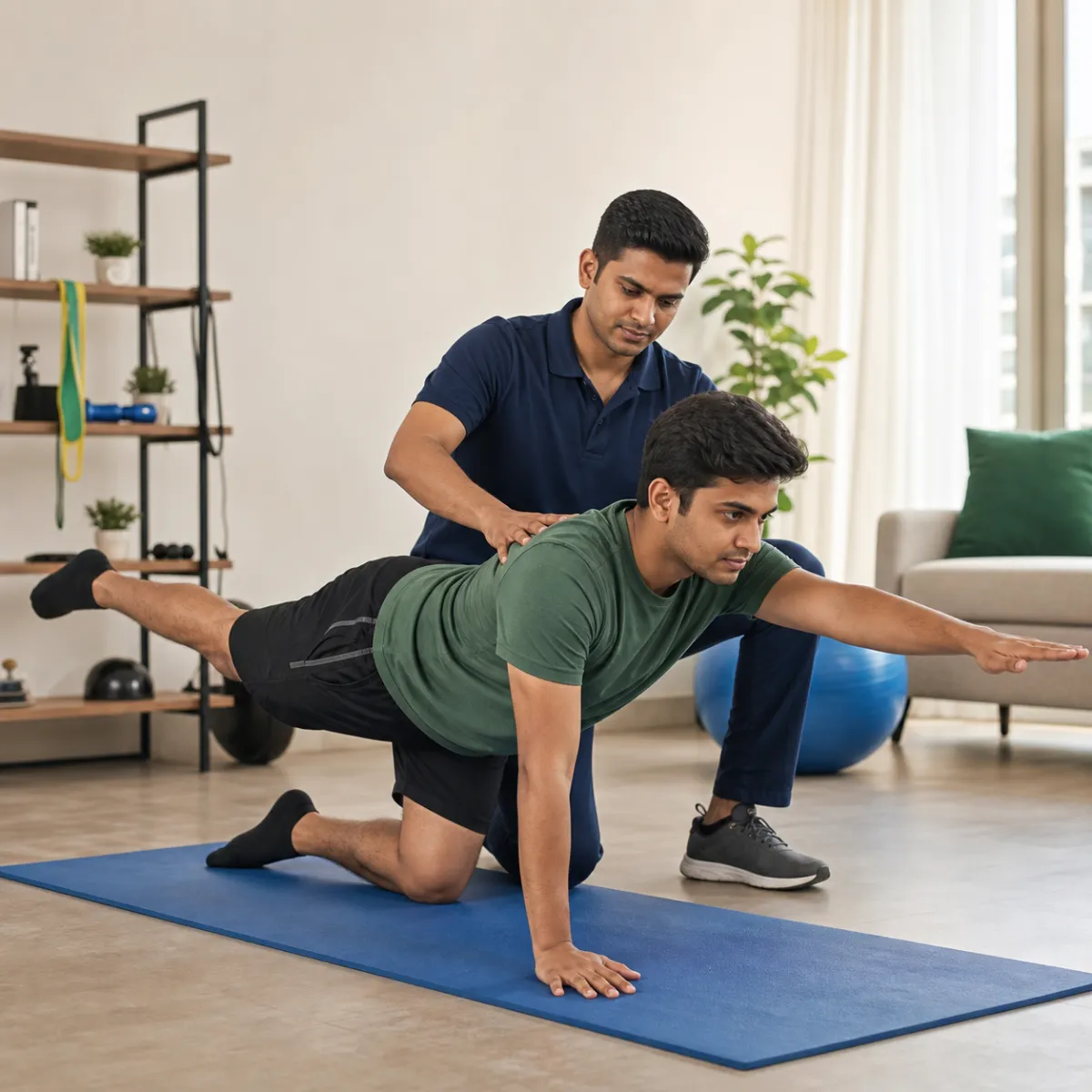 Physiotherapist guiding a structured Fitness & Conditioning treatment session in Bagu
