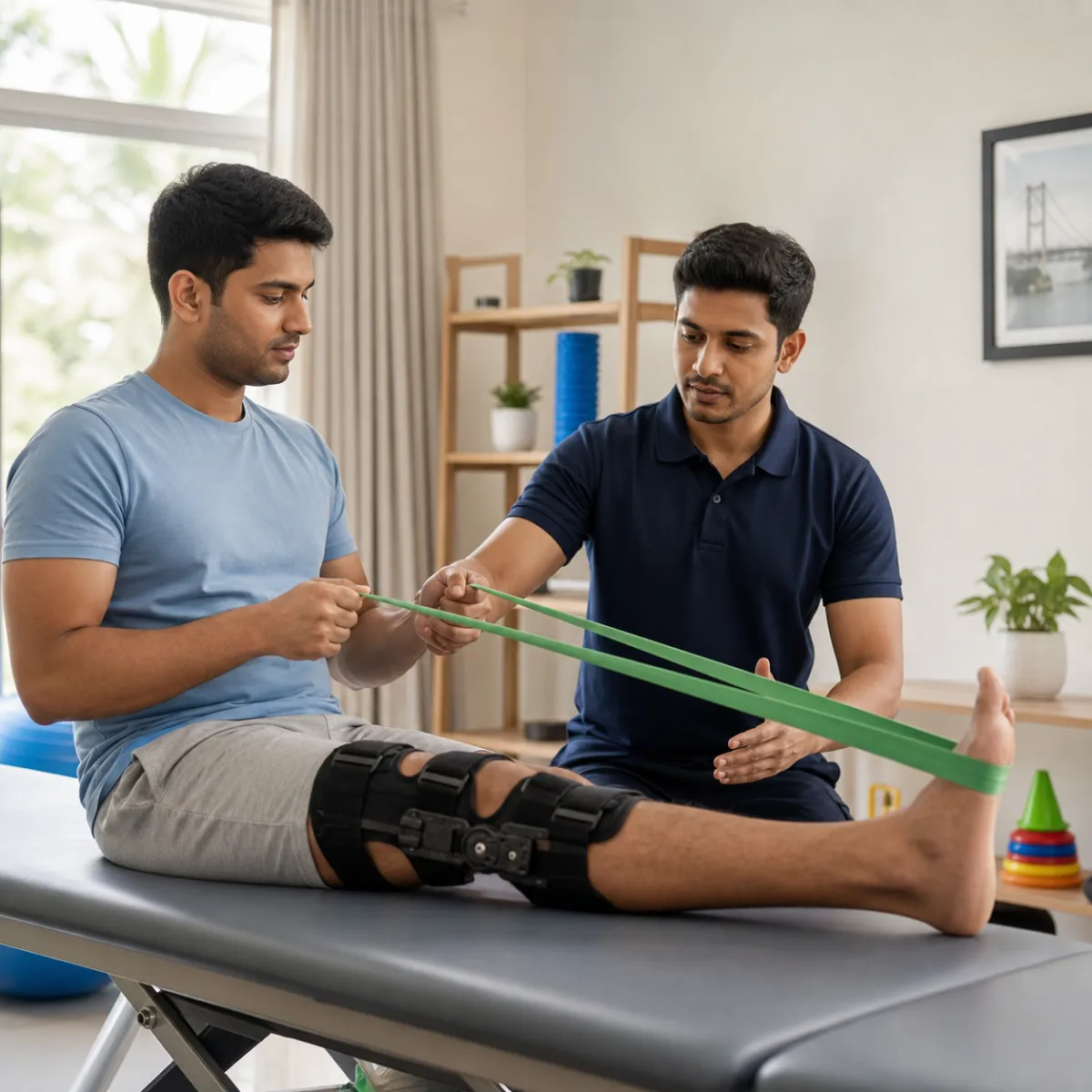 Physiotherapist guiding a structured Fracture and Trauma Rehabilitation treatment session in Chowhati