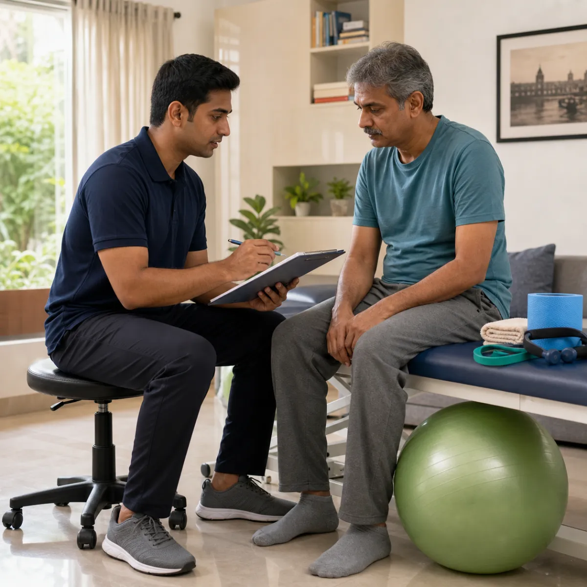 Physiotherapist completing an individualized Frozen Shoulder Rehabilitation assessment in Abdalpur