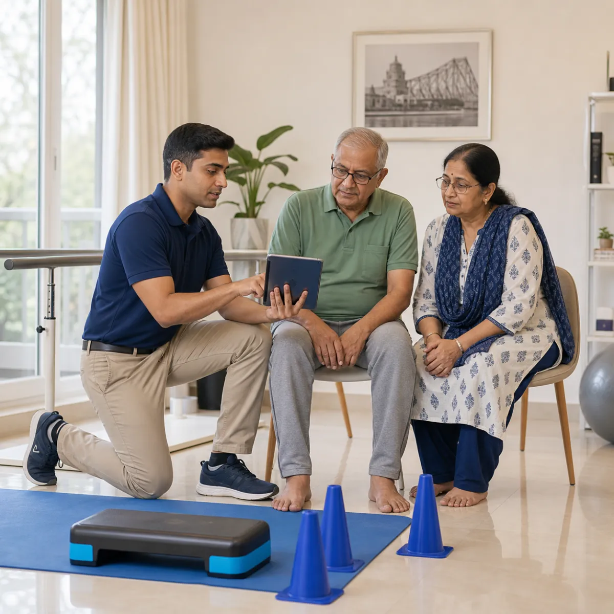 CareMotion physiotherapist delivering a personalized Gait Training service in Purbachal