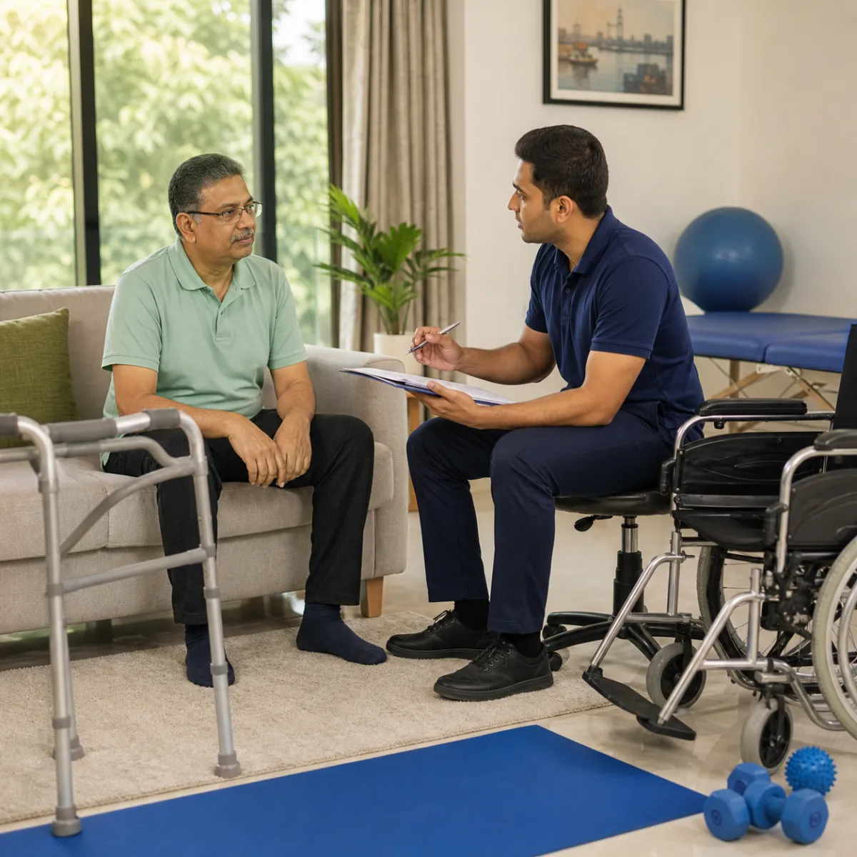Physiotherapist completing an individualized Guillain-Barré Syndrome Rehabilitation assessment in Arjunpur