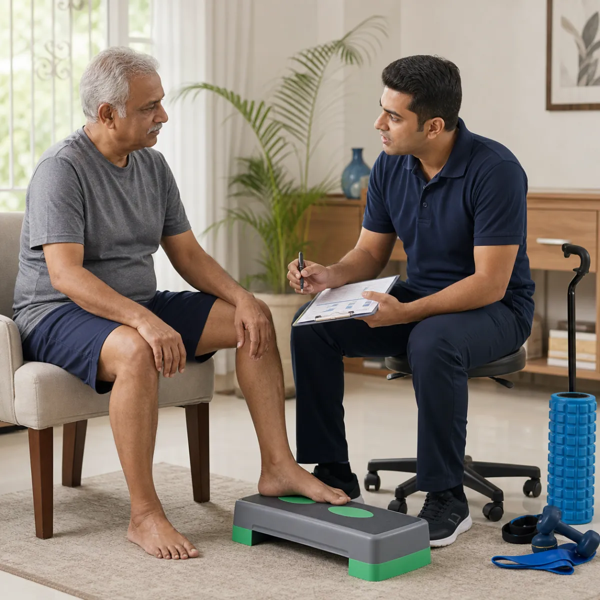 Physiotherapist completing an individualized Joint Replacement Prehabilitation assessment in Arjunpur