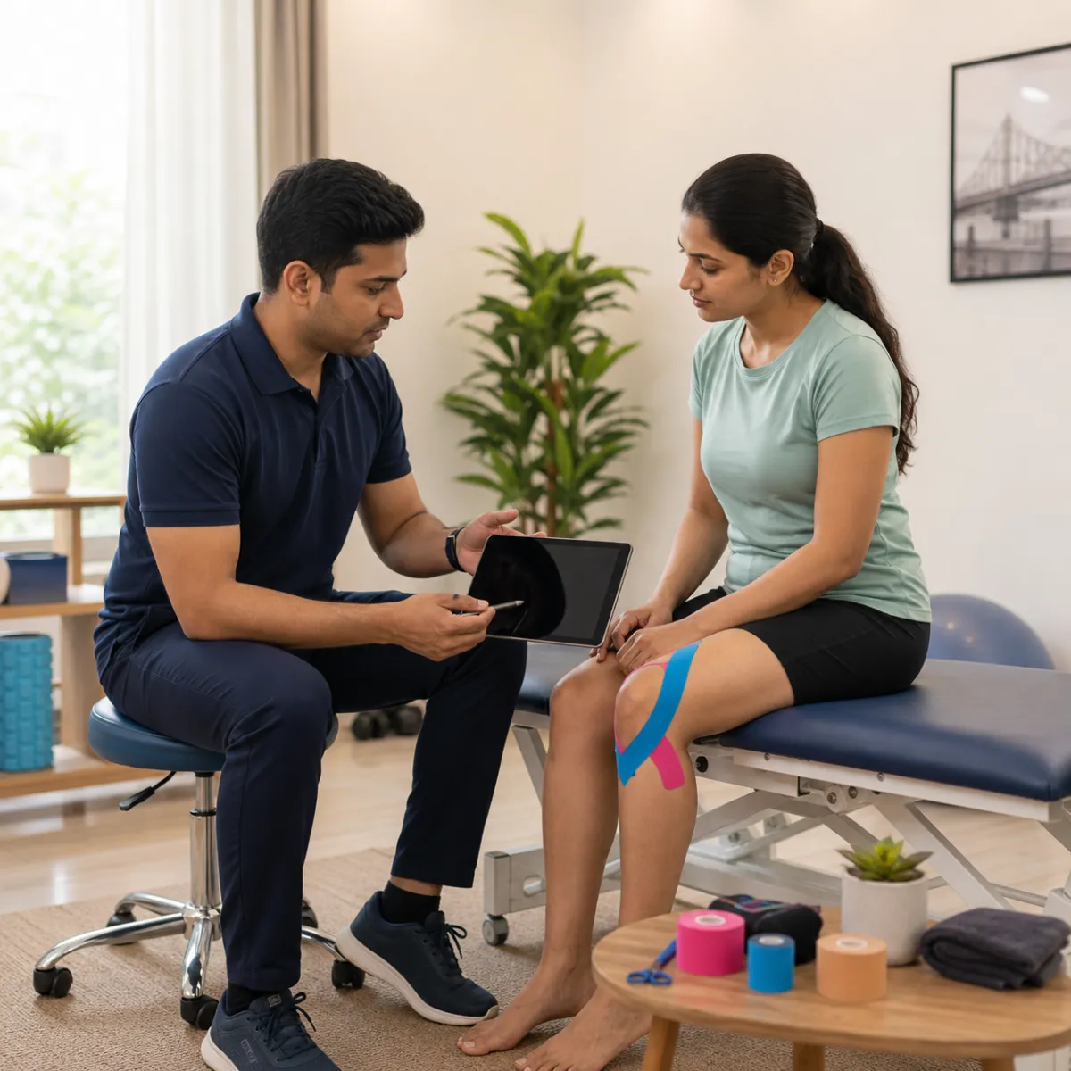 CareMotion physiotherapist delivering a personalized Kinesio Taping service in Achhipur
