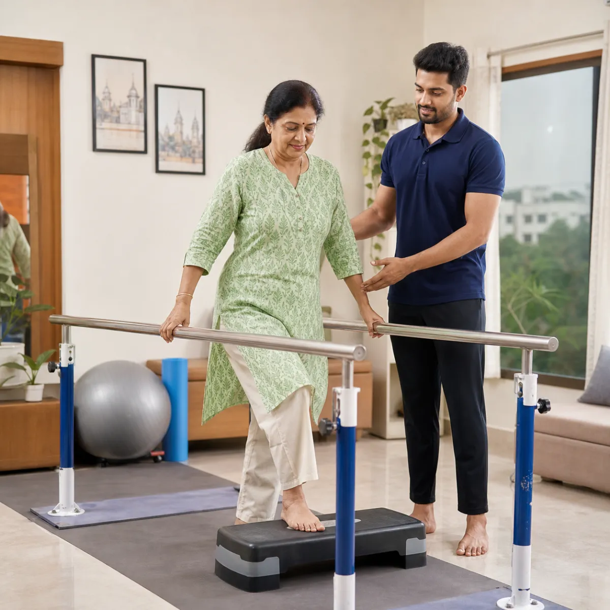 Patient participating in a goal-focused Low-Level Laser Therapy session with a physiotherapist in Achhipur