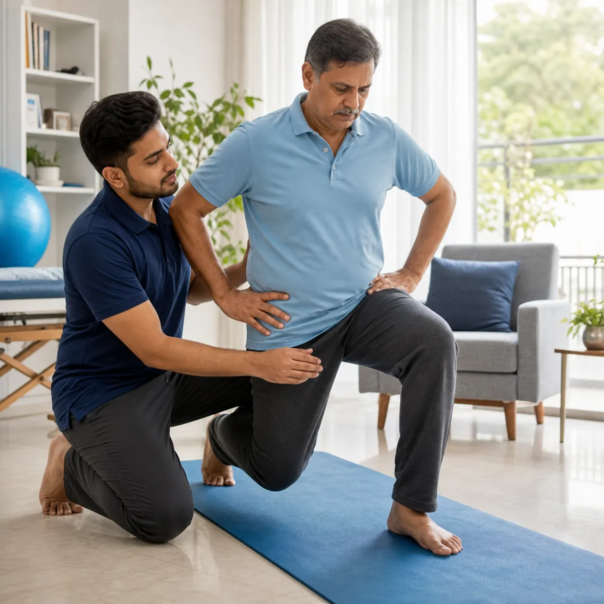 Physiotherapist assessing symptoms and functional limitations relevant to Low-Level Laser Therapy in Achhipur