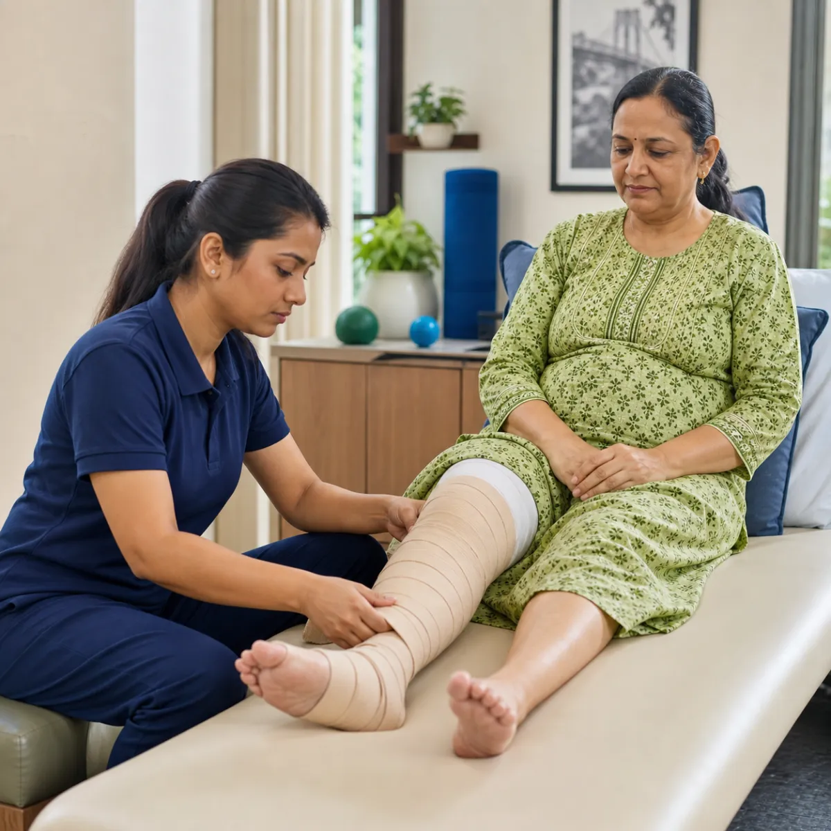 Physiotherapist guiding a structured Lymphedema Management treatment session in Arjunpur