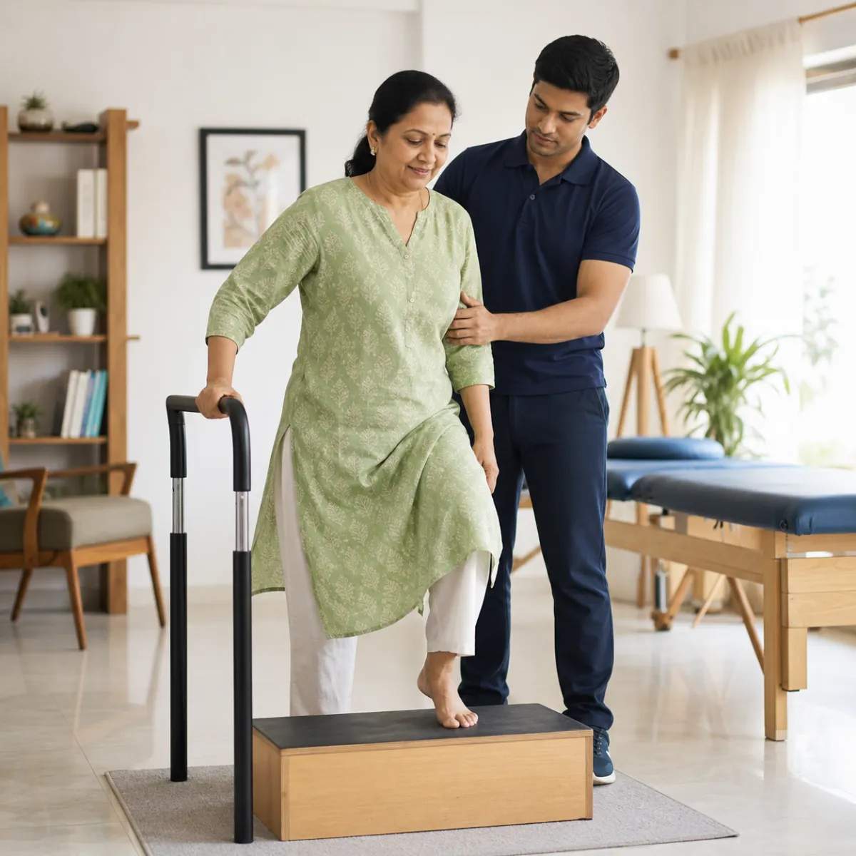 Patient participating in a goal-focused Manual Therapy & Joint Mobilization session with a physiotherapist in Bartala