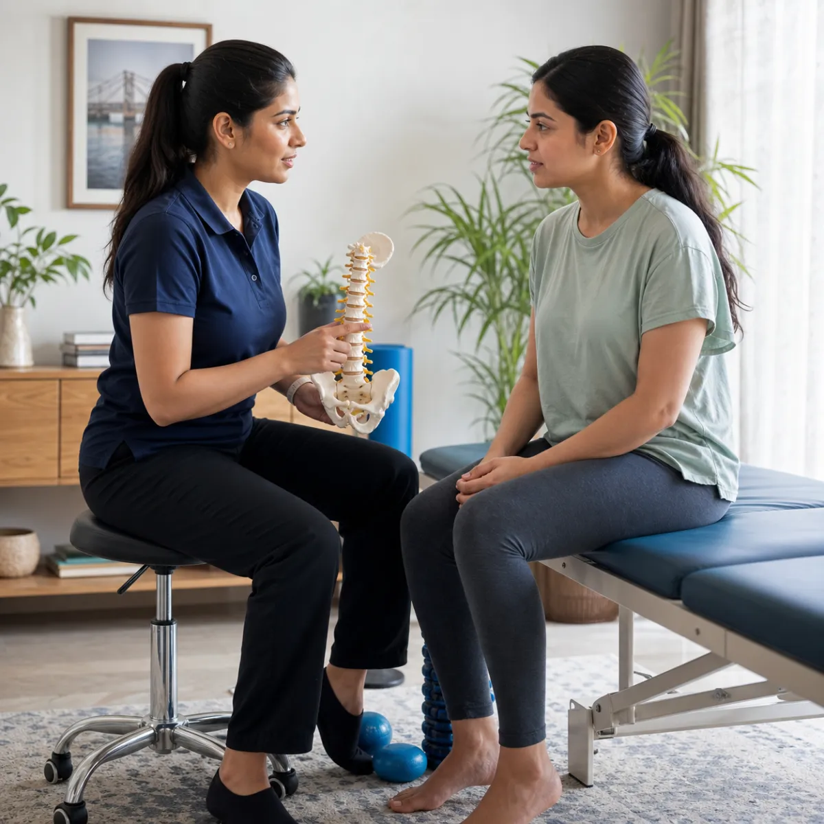 Physiotherapist completing an individualized Manual Therapy & Joint Mobilization assessment in Bartala