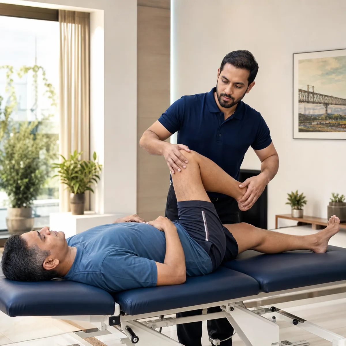 Physiotherapist guiding a structured Manual Therapy & Joint Mobilization treatment session in Bartala