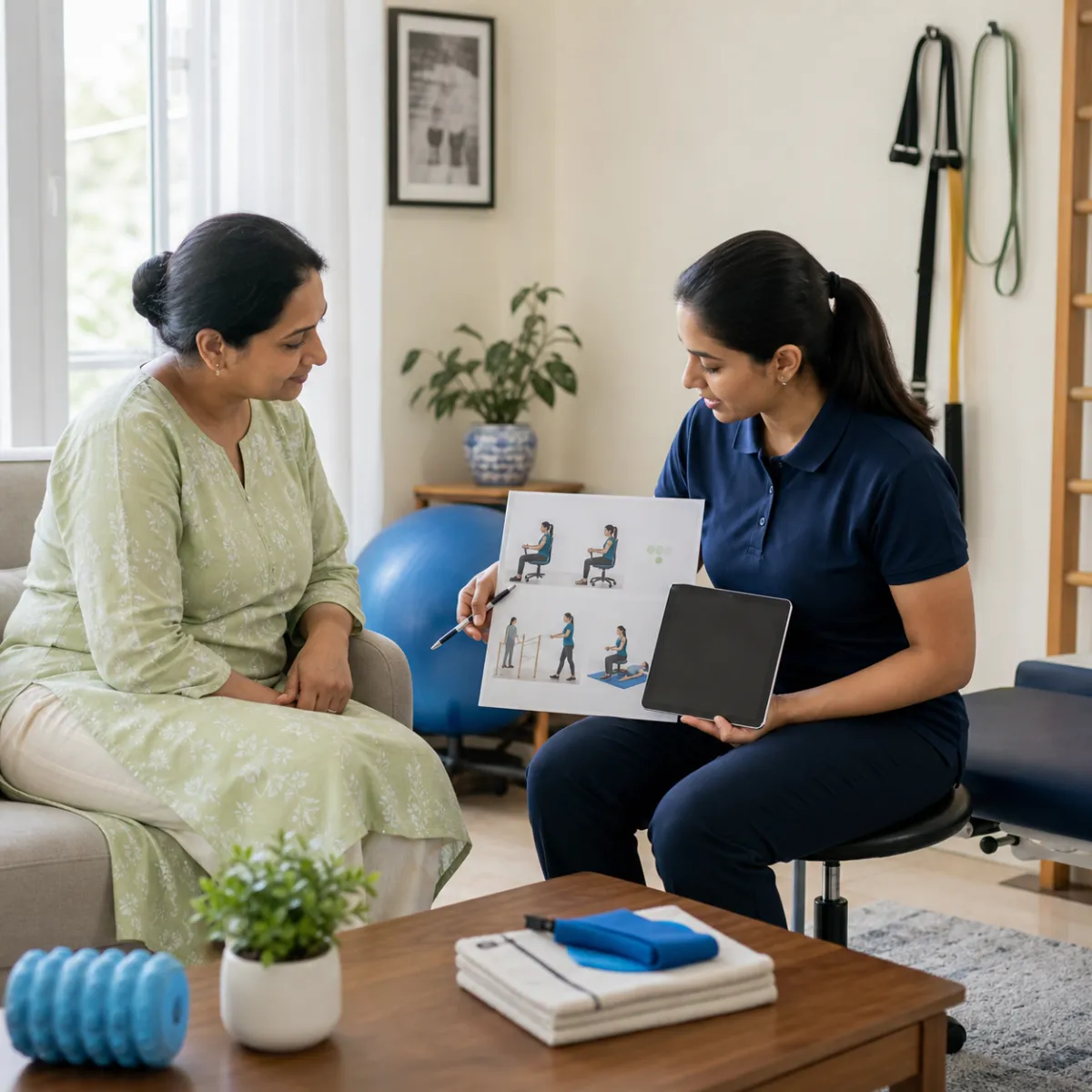 CareMotion physiotherapist delivering a personalized Multiple Sclerosis Rehabilitation service in Narayanpur