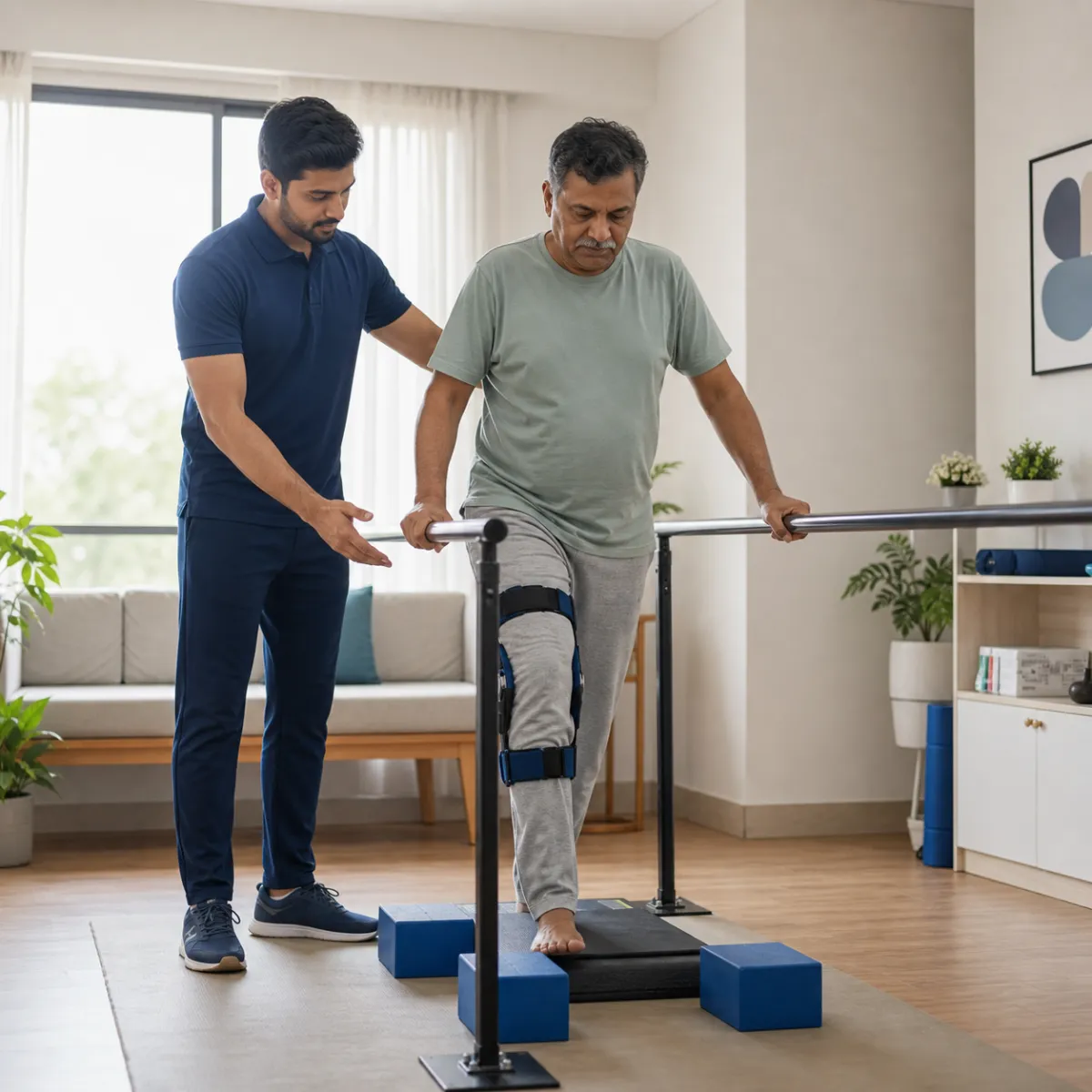 Patient participating in a goal-focused Neurological Rehabilitation session with a physiotherapist in Hyde Road