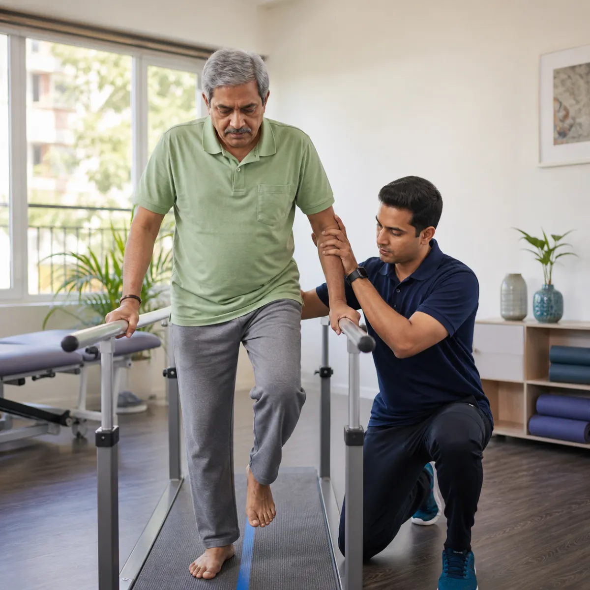 Physiotherapist assessing symptoms and functional limitations relevant to Neurological Rehabilitation in Hyde Road