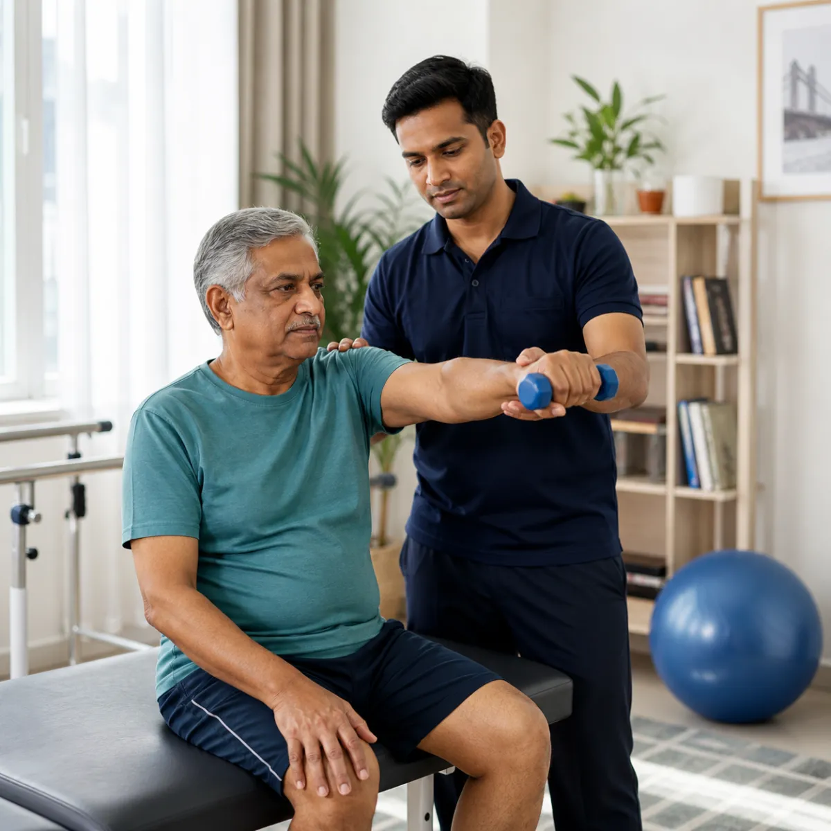 Physiotherapist guiding a structured Neurological Rehabilitation treatment session in Hyde Road