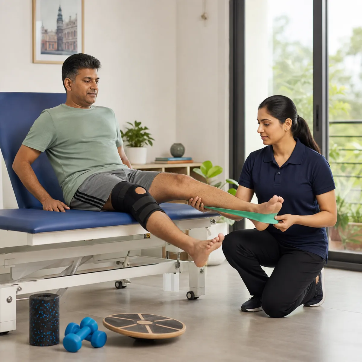 Physiotherapist guiding a structured Orthopedic Rehabilitation treatment session in Abdalpur
