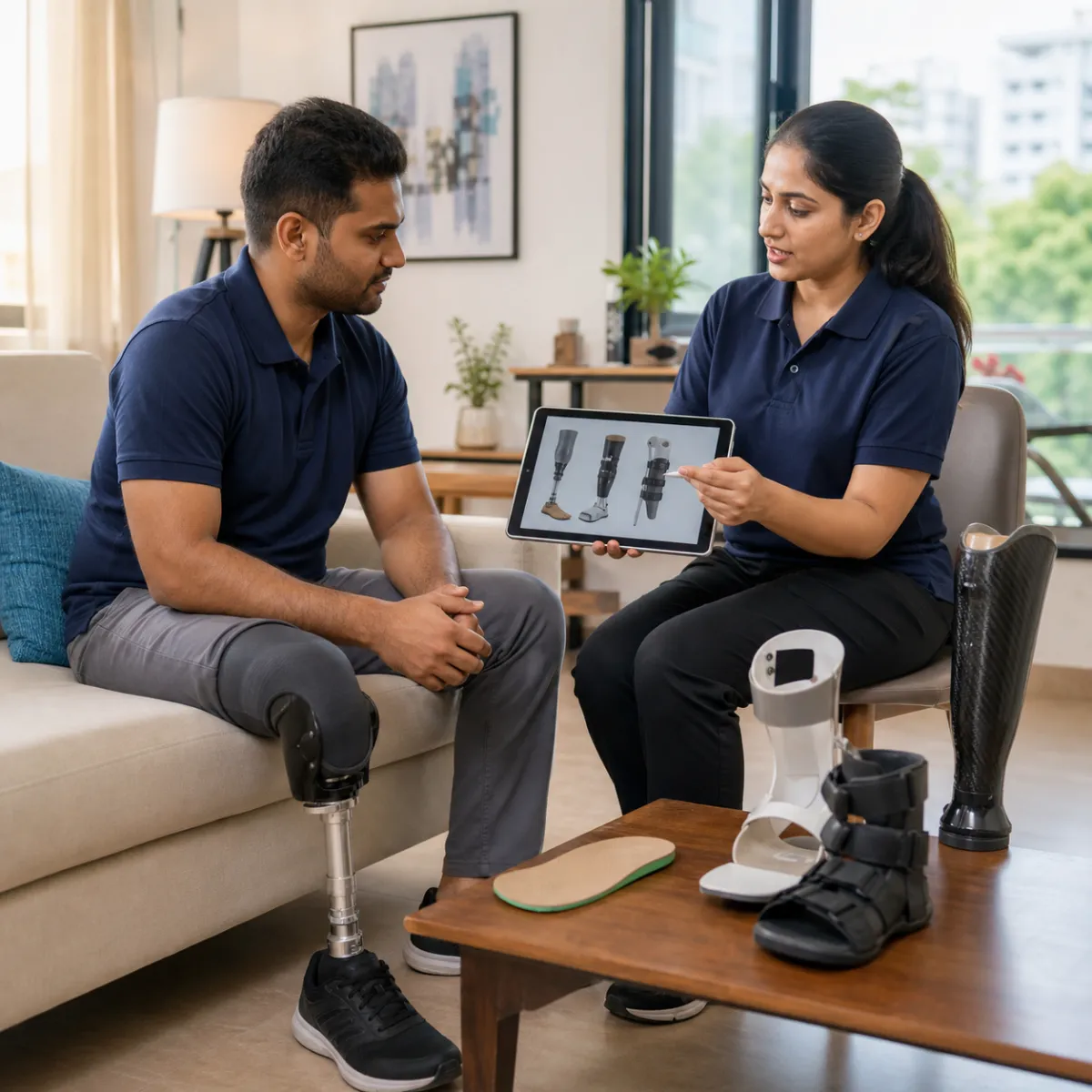 CareMotion physiotherapist delivering a personalized Orthotic and Prosthetic Support service in Bartala