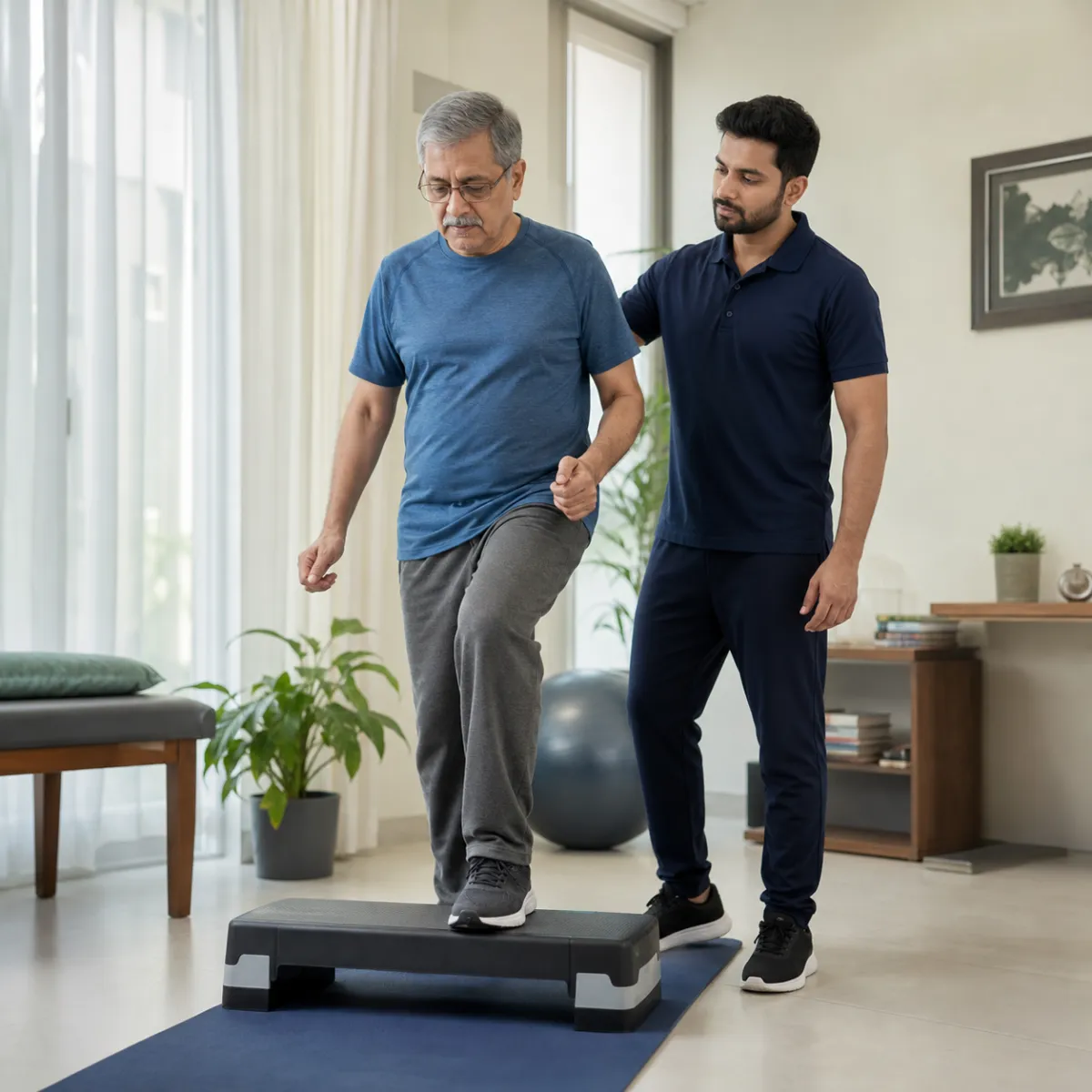 Patient participating in a goal-focused Osteoarthritis Treatment session with a physiotherapist in Chowhati
