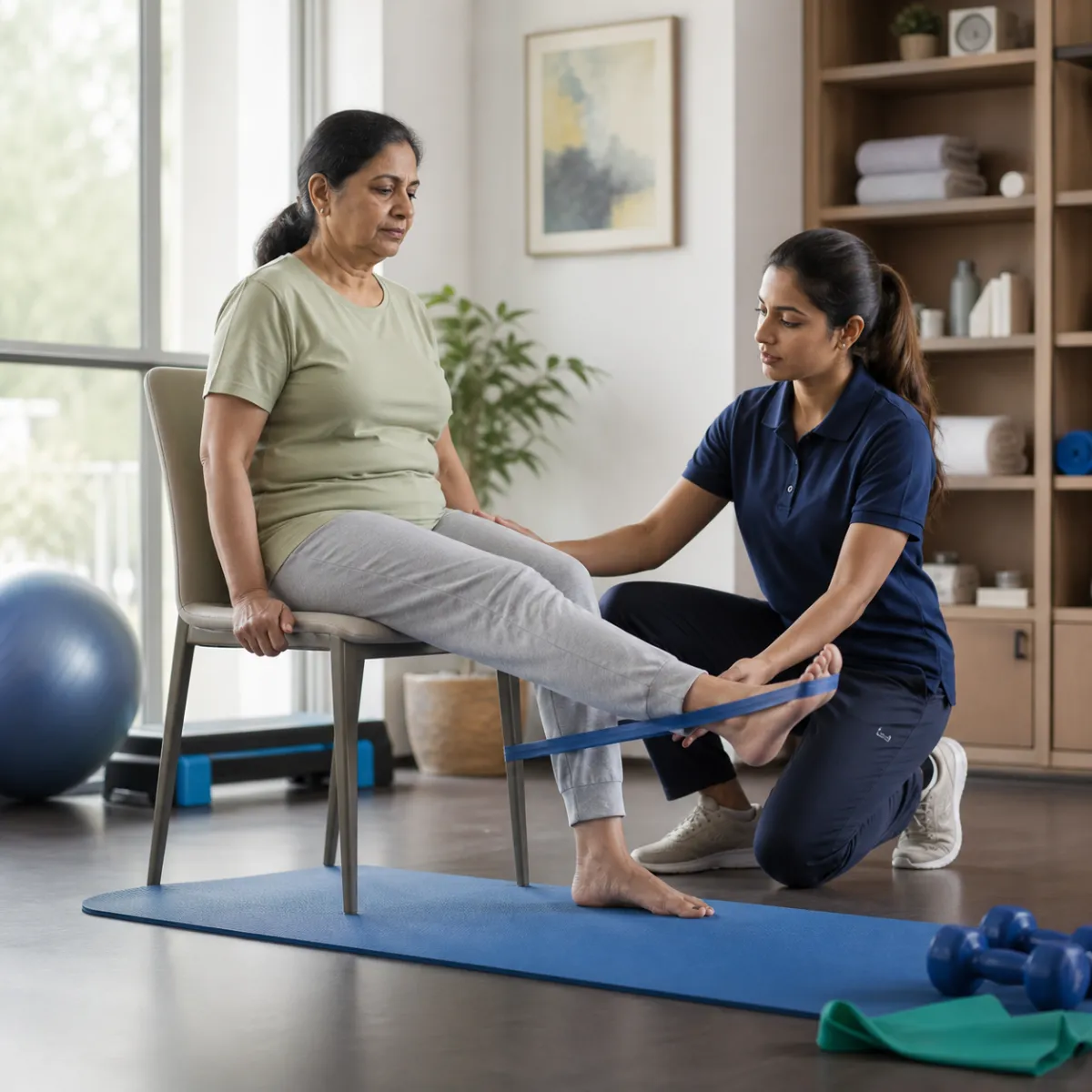 Physiotherapist guiding a structured Osteoarthritis Treatment treatment session in Chowhati