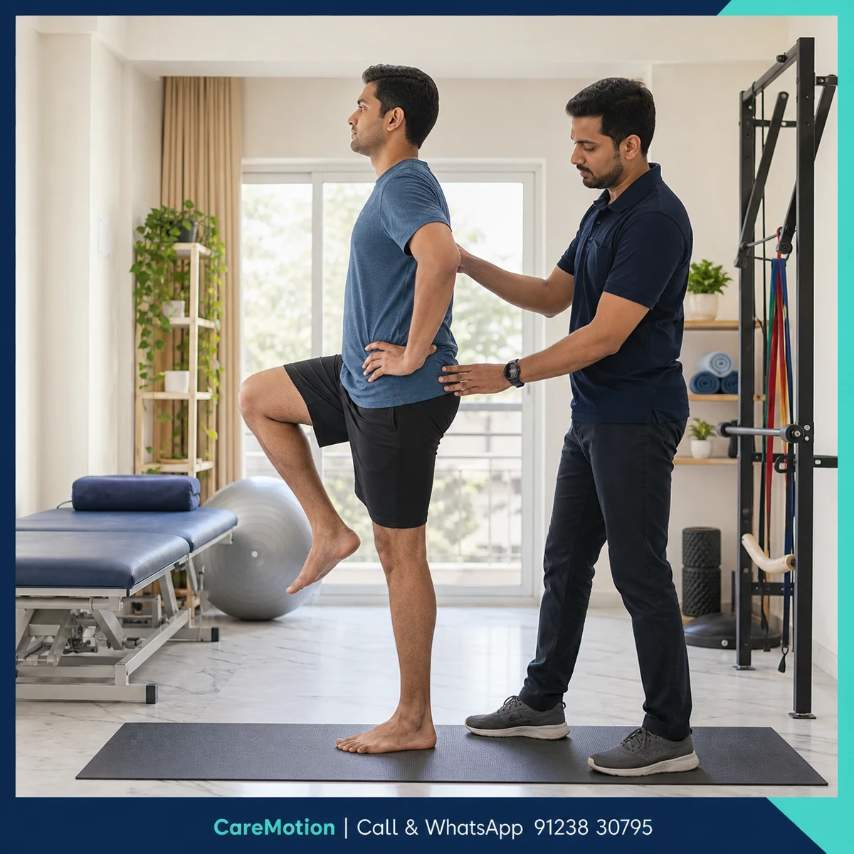 Physiotherapist assessing a patient for spinal and joint pain in Narayanpur