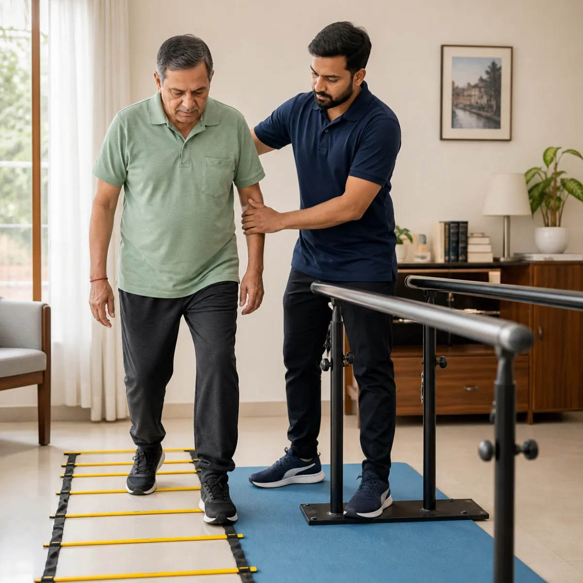 Evidence-informed techniques and equipment used during Parkinson's Physiotherapy in Bartala
