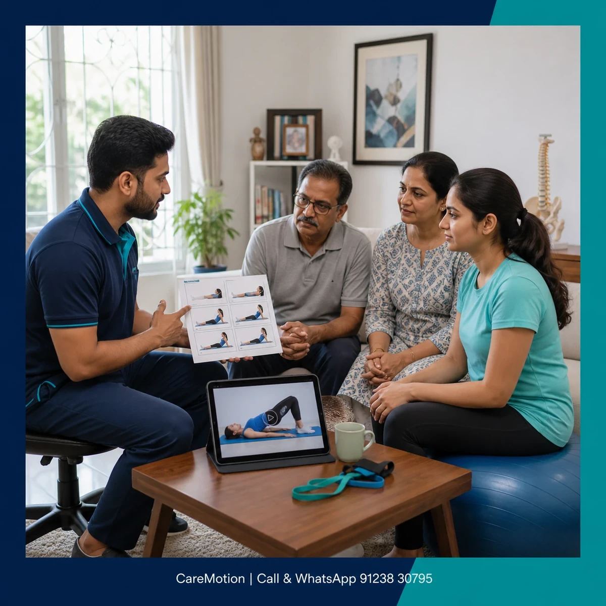 CareMotion physiotherapist providing individualized Patient Health Education in Kumarpara