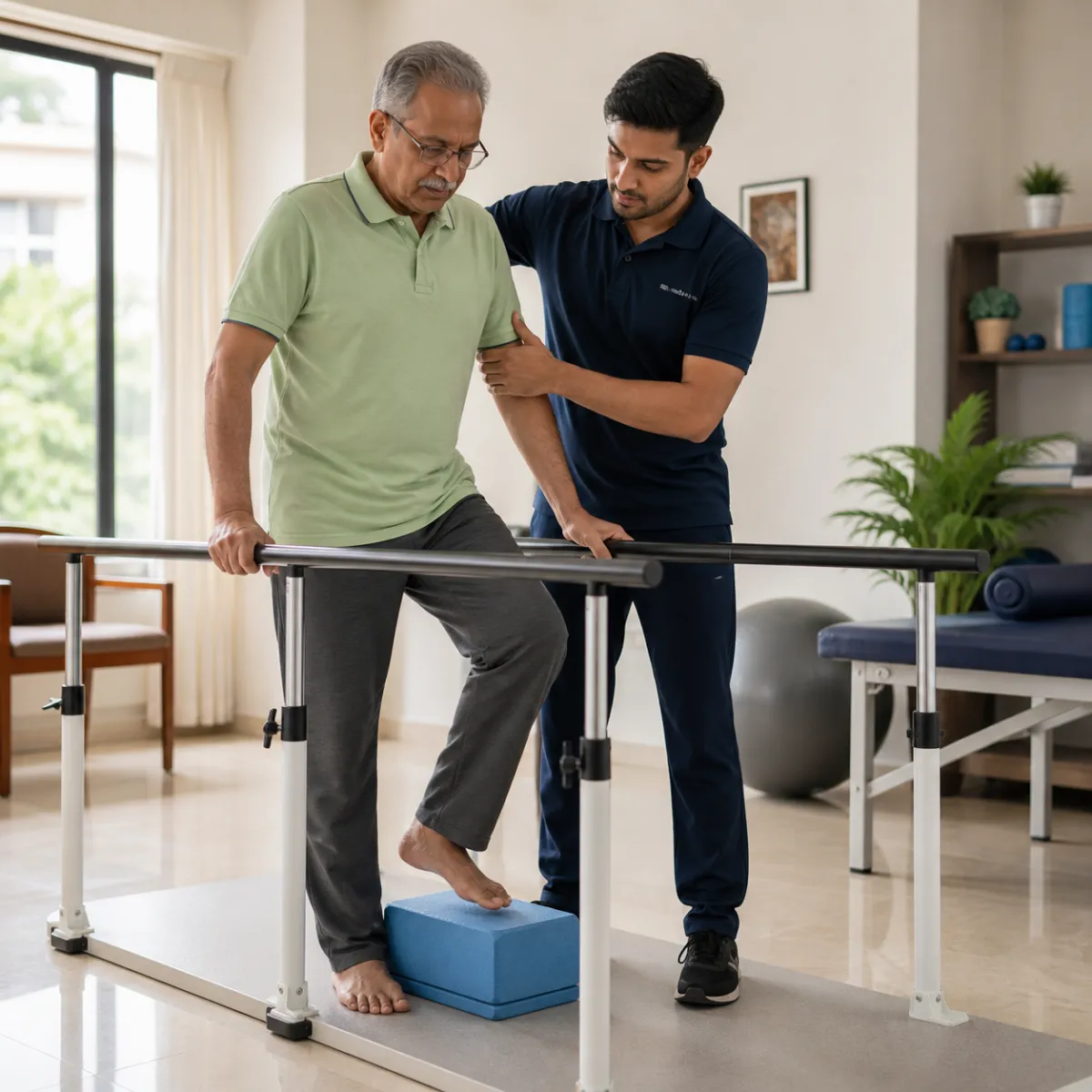 Physiotherapist assessing symptoms and functional limitations relevant to Peripheral Neuropathy Rehabilitation in Bartala