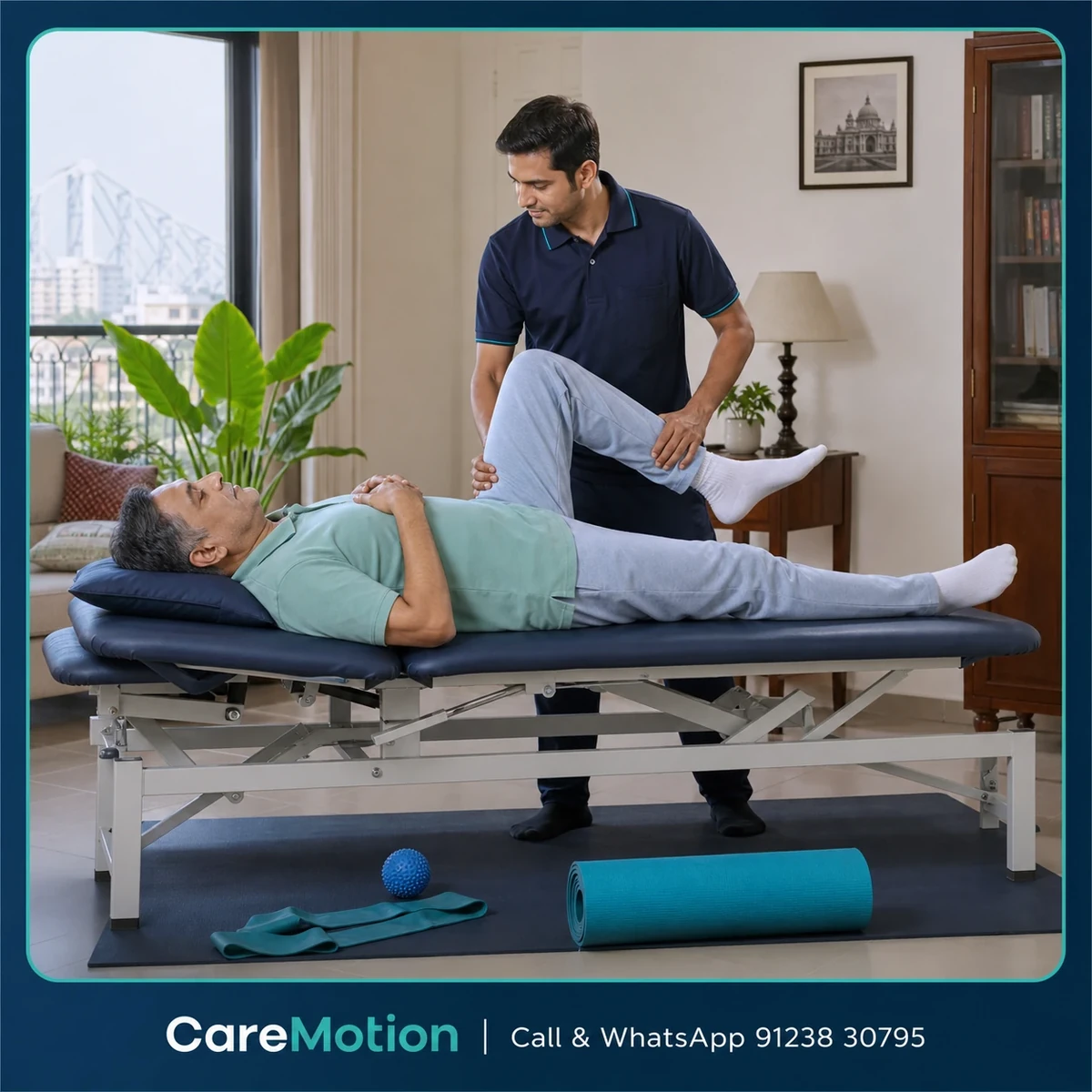 Patient receiving convenient home physiotherapy and rehabilitation support in Action Area Iiie