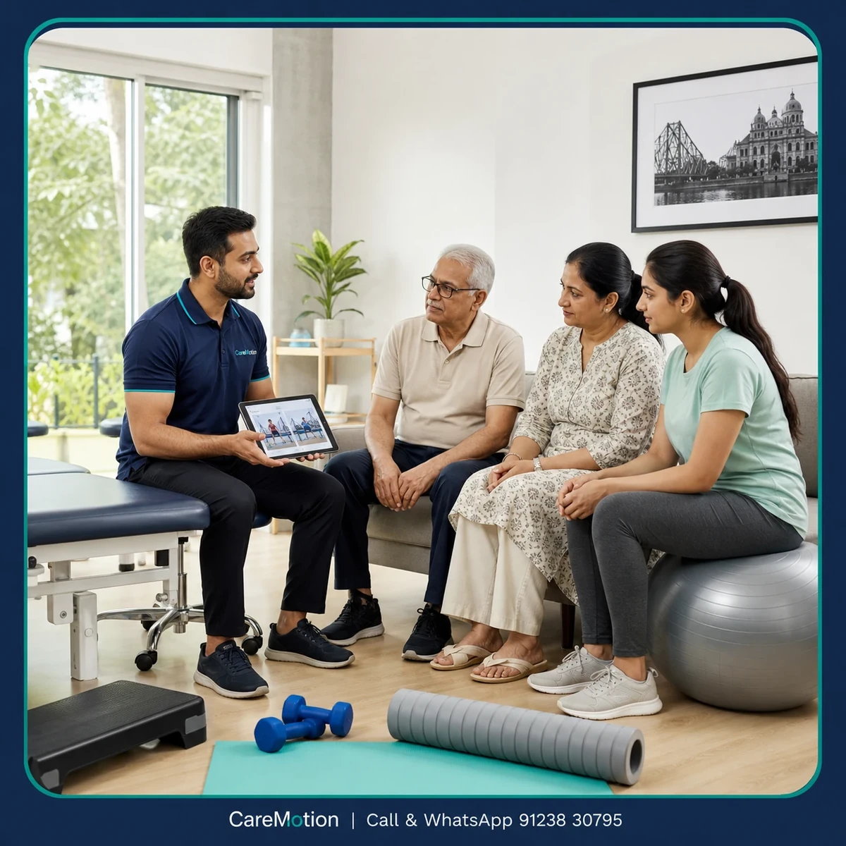 CareMotion physiotherapist providing assessment-led Home Based Physiotherapy in Action Area Iiie