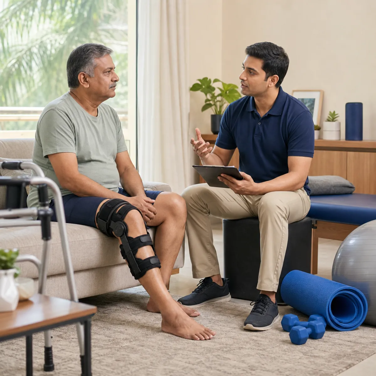 Physiotherapist completing an individualized Post Surgical Rehabilitation assessment in Krishnapur