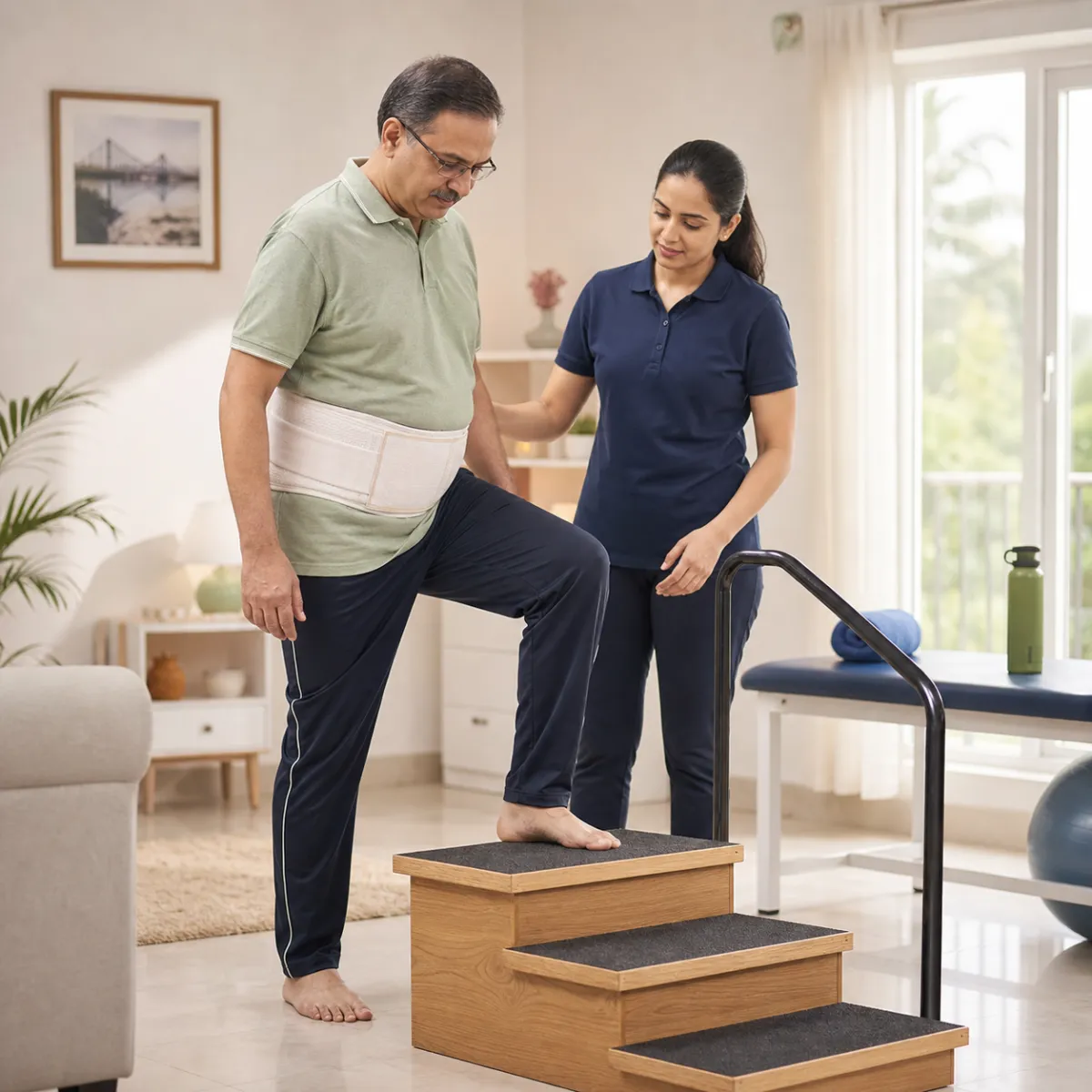 Patient participating in a goal-focused Spine Surgery Rehabilitation session with a physiotherapist in Boral