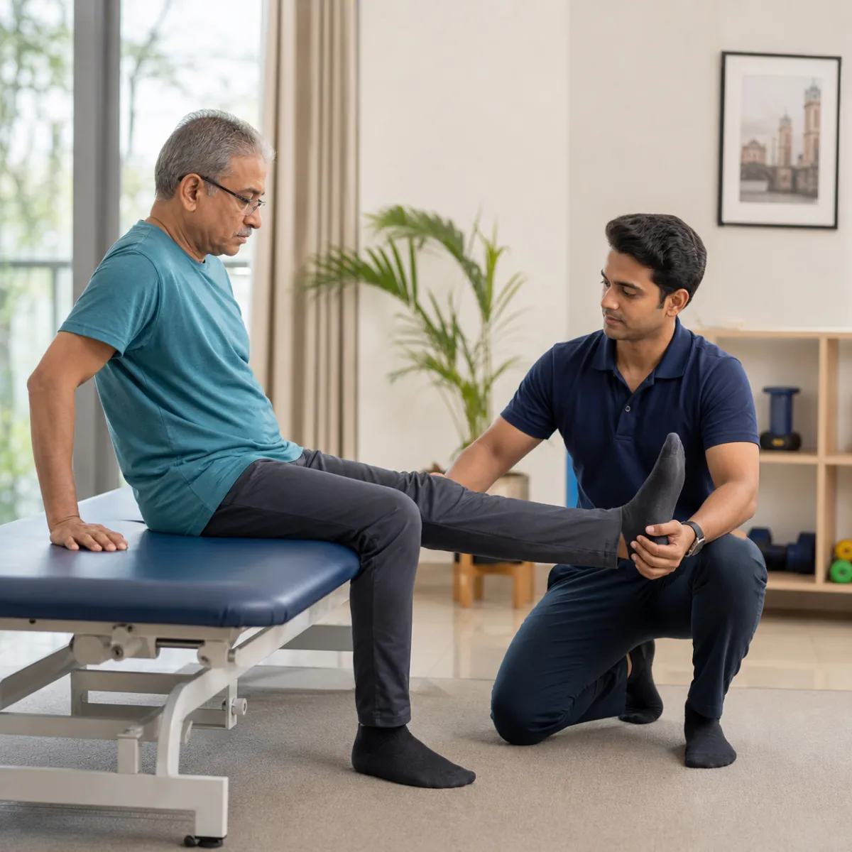 Physiotherapist assessing symptoms and functional limitations relevant to Spine Surgery Rehabilitation in Boral
