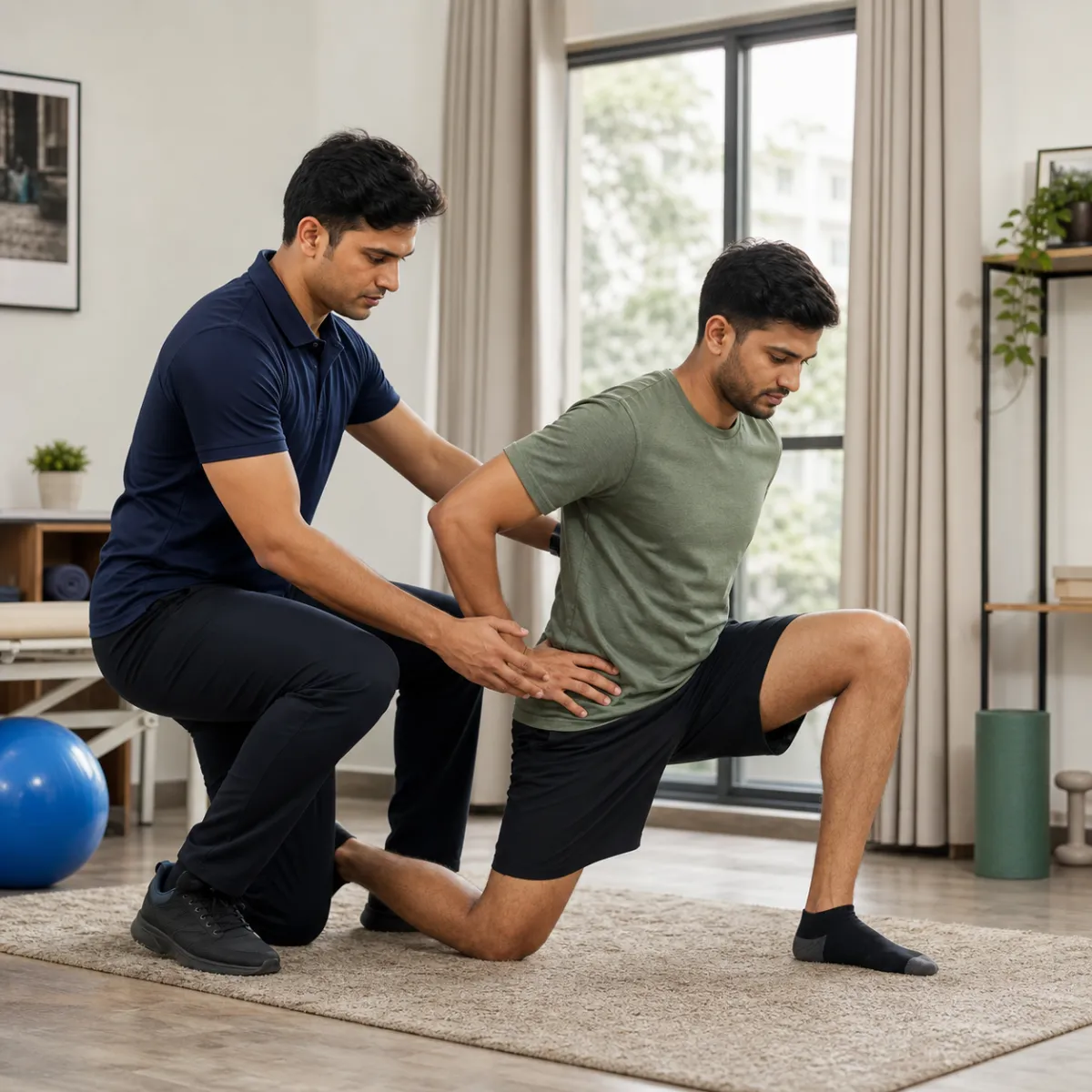 Physiotherapist assessing symptoms and functional limitations relevant to Sports Physiotherapy in Kamdevpur